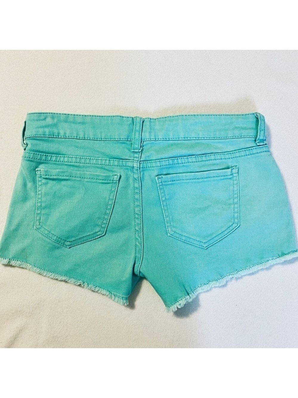 Teal Low Rise Cut Off Denim Shorts Size 2 - Picture 10 of 13